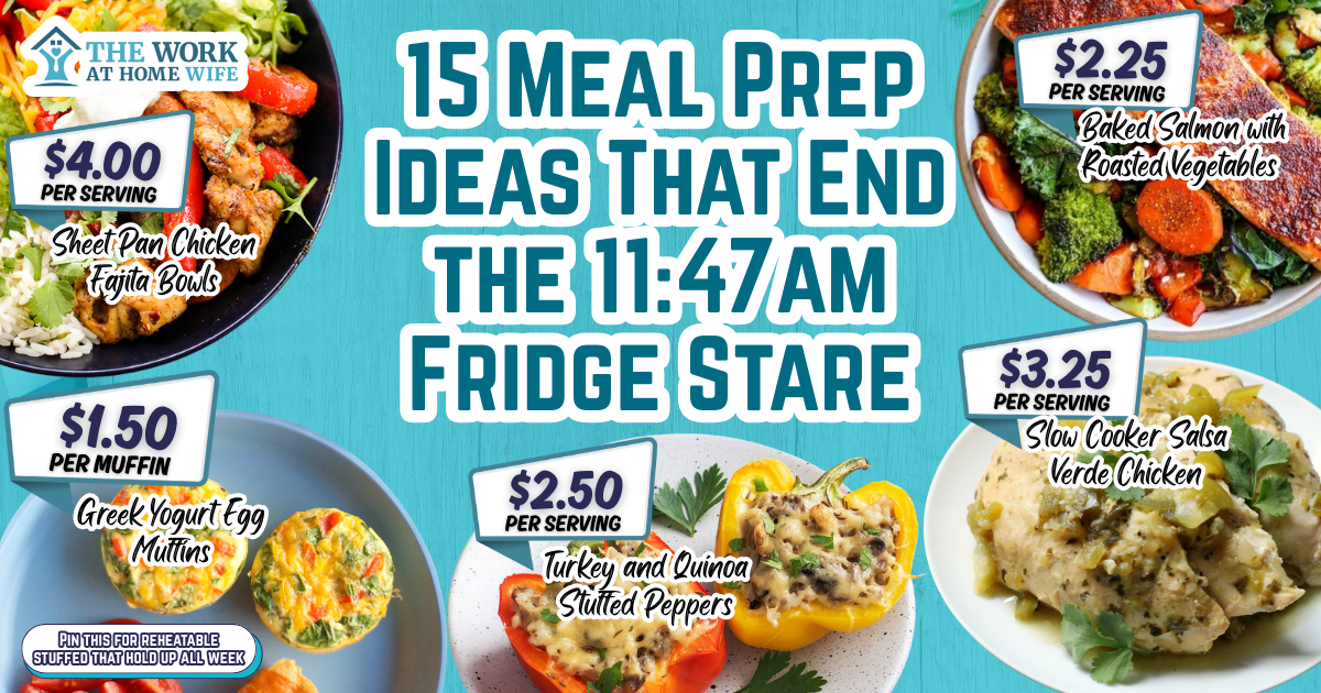 High protein meal prep ideas: 15 balanced containers filled with lean meats, grains, and veggies all prepped and ready. Pin!