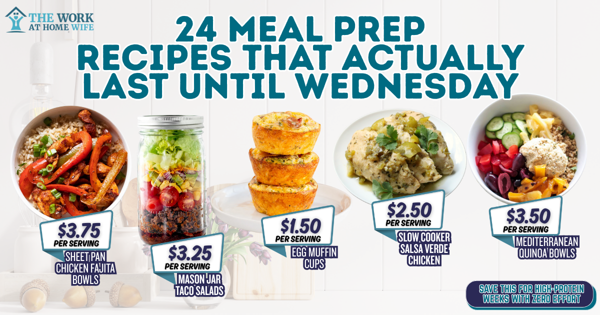 Meal prep recipes for weight loss: 24 fresh, balanced meals lined up in containers ready for the whole week. Pin this!