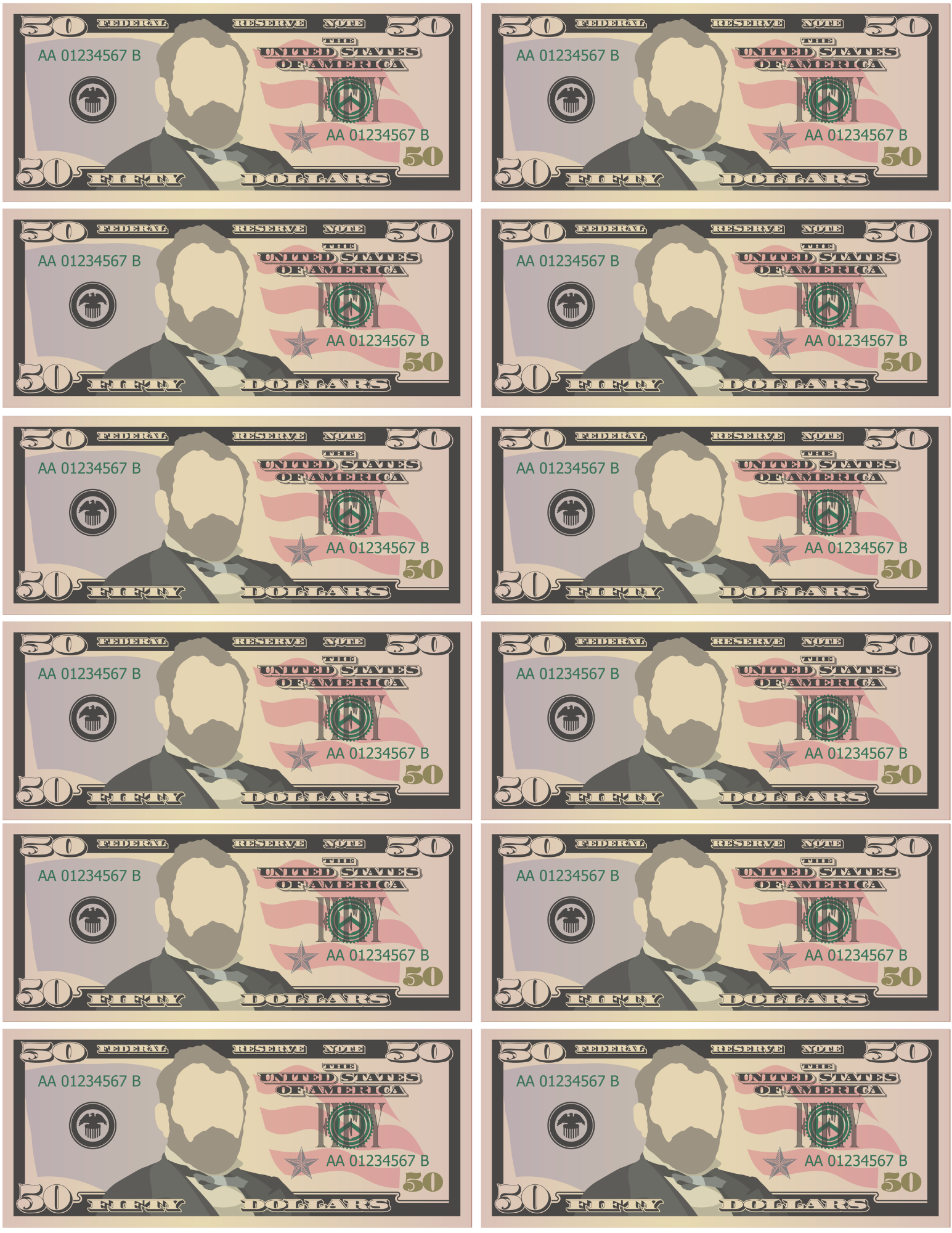 Printable Money Fifty Dollar Bill